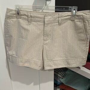 Gap size 10 shorts -cream with gray, tan and silver stripe detail 3 1/2” inseam